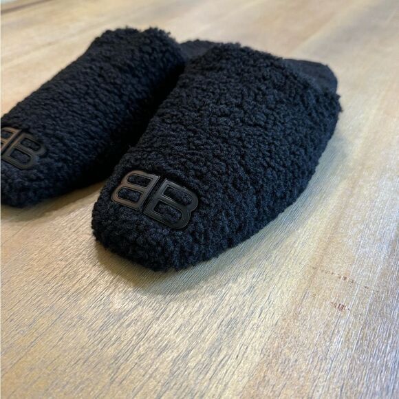 Balenciaga Men's Faux Shearling Slip On Mules Black EU Size 41 Unisex - Picture 4 of 14